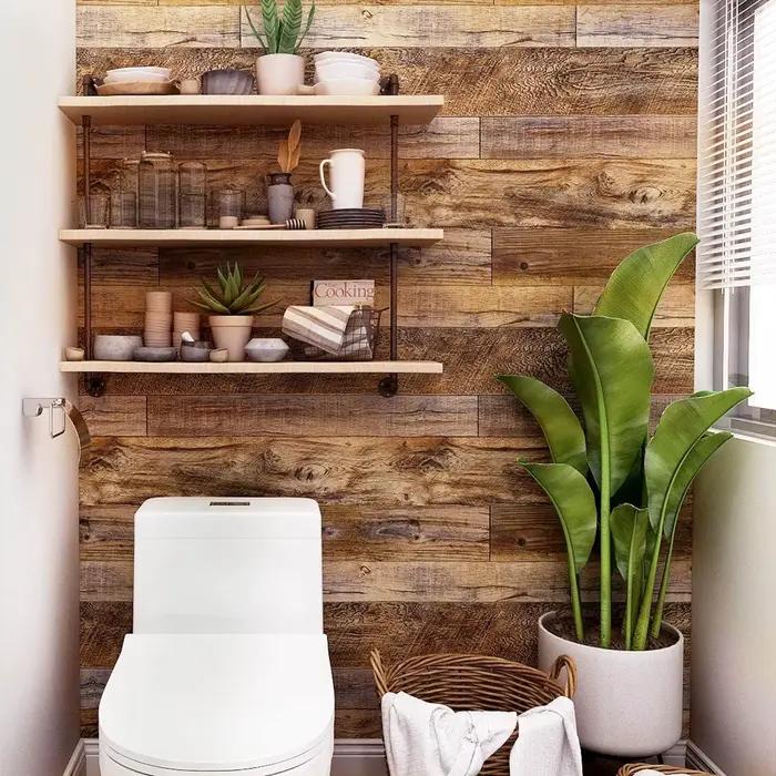 Papier Peint Auto-adhésif Rétro en Bois Naturel Gris Foncé KALYNN Pour Décoration Intérieure Moderne et Élégante Cuisine Chambre Salle de Bains