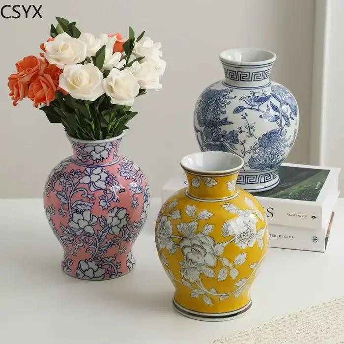Vase à fleurs artisanal en céramique vintage chinoise en porcelaine blanche - Accessoire de décoration idéal pour la