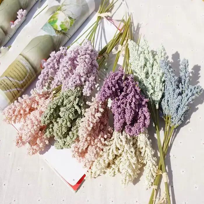 Ensemble de plantes à fleurs artificielles PE lavande, bon marché, mur de mariage, saint-valentin, décoration de salle de maison, Bouquet, matériel manuel, Vase cadeaux à faire soi-même