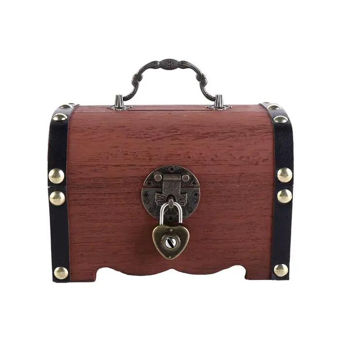 Boîte de rangement décorative créative en bois pour pièces de monnaie boîte au trésor boîte d'économie d'argent pour collection et décoration intérieure occasions spéciales cadeau pour anniversaire noël