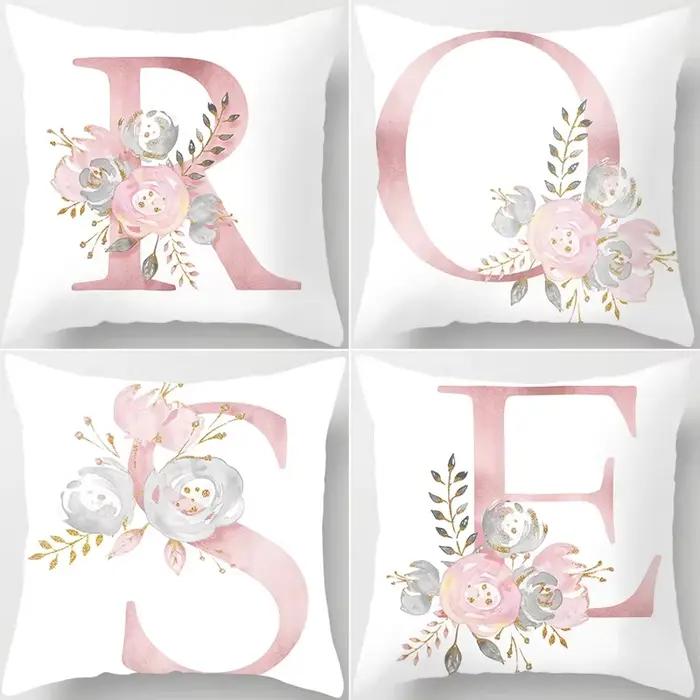 45x45cm rose lettre coussin taie d'oreiller décoratif canapé Polyester