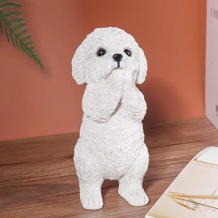 Statue sur pied de petit chien mignon, Animal créatif en résine, ornement décoratif, maison, chambre à coucher, salon, décoration extérieure, affichage