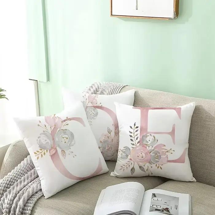 45x45cm rose lettre coussin taie d'oreiller décoratif canapé Polyester