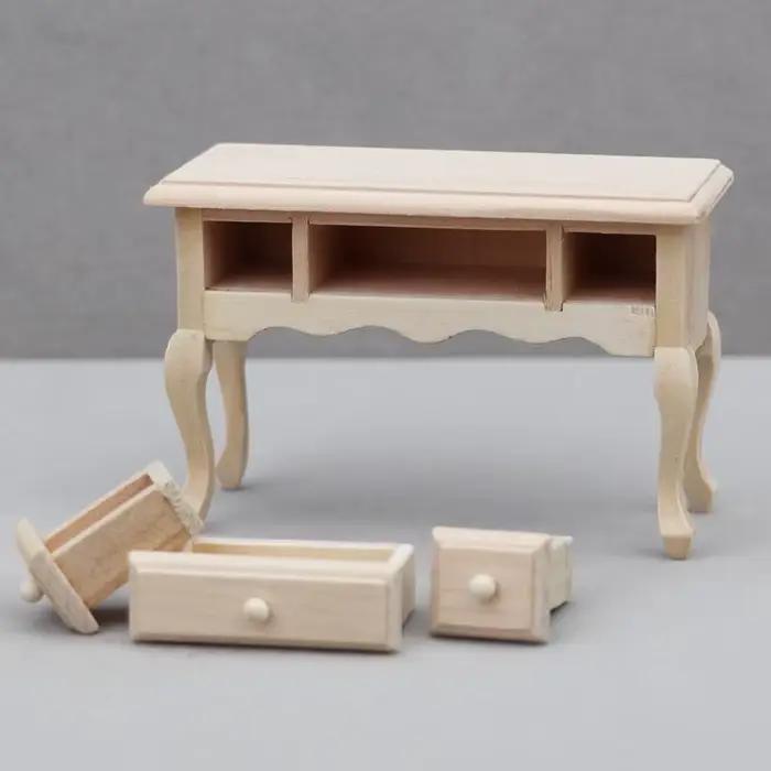 Table miniature en bois 1:12 pour maison de poupée, table à manger, table basse, bureau d'ordinateur, meubles de salon, modèle artisanal, jouets décoratifs