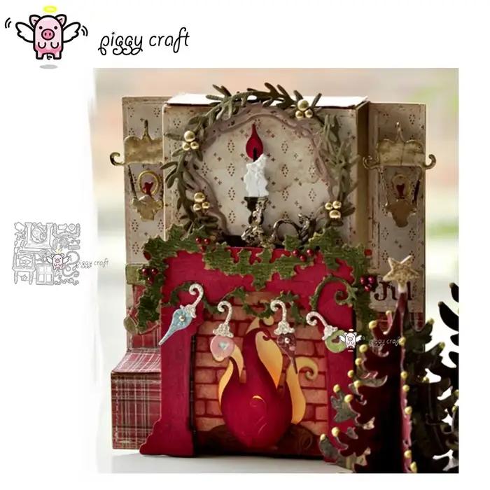 Cheminée de Noël matrices de découpe en métal pochoirs artisanat moule découpé pour bricolage Scrapbooking album papier carte gaufrage fait à la main