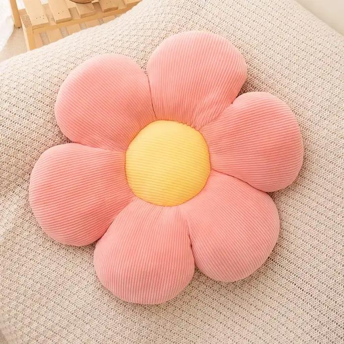 Coussin en peluche fleurs colorées 35 cm