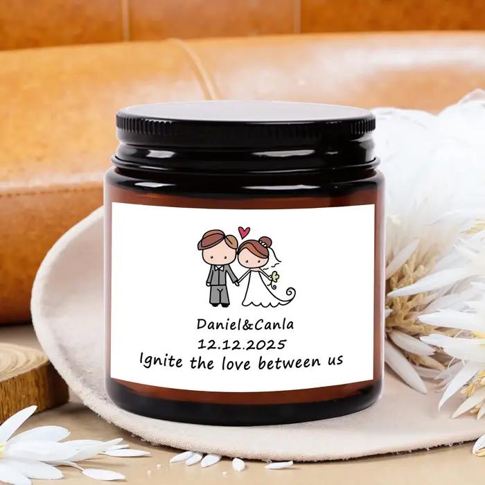 3,5 onces / 70g Souvenir de mariage personnalisé Bougies parfumées personnalisées - un excellent cadeau pour les fêtes d'anniversaire et les mariages