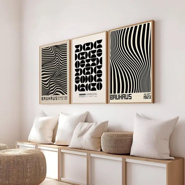 Affiche géométrique abstraite Orange Bauhaus