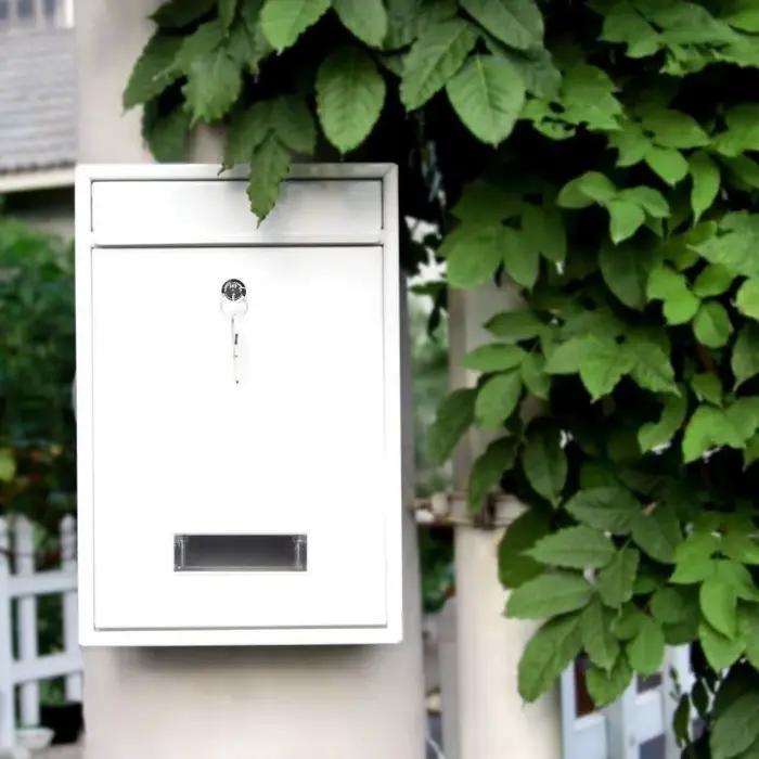 Boîte aux lettres murale étanche à la pluie, verrouillage sécurisé avec 2 clés, boîte à suggestions par e-mail en métal, fenêtre transparente en fer, boîtes à lettres en fer blanc