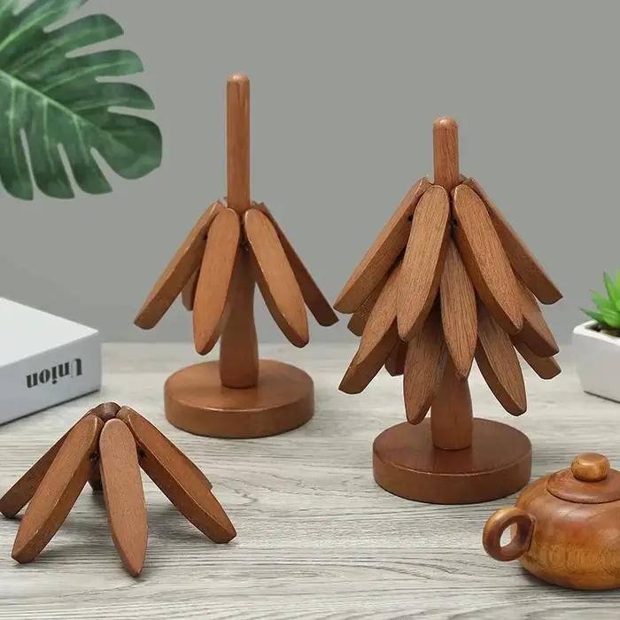 Support Design d'arbre Trivets en bois décoratif Anti-brûlure résistant à la chaleur tapis de Table dessous de verre