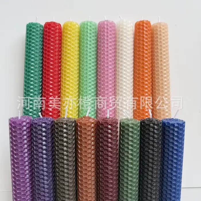Lot de 5 bougies de Noël colorées faites à la main en cire d'abeille, style nordique, décorations de fête, centre de table de l'Avent, cadeau d'hiver