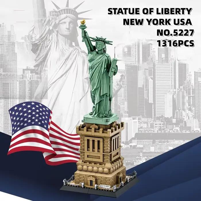 1316 pièces - La Statue de la Liberté - Grande collection d'architecture - Ensemble de blocs de construction - Modèle - Cadeau pour enfants et adultes - Compatible NO.