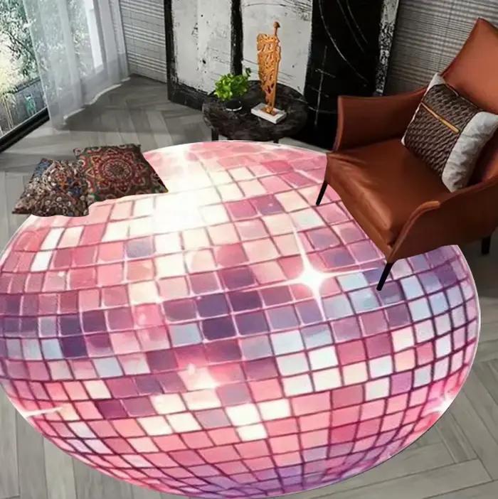 Tapis circulaire moderne imprimé boule Disco pour entrée festive et élégante occasionnelle chambre salon commercialisée