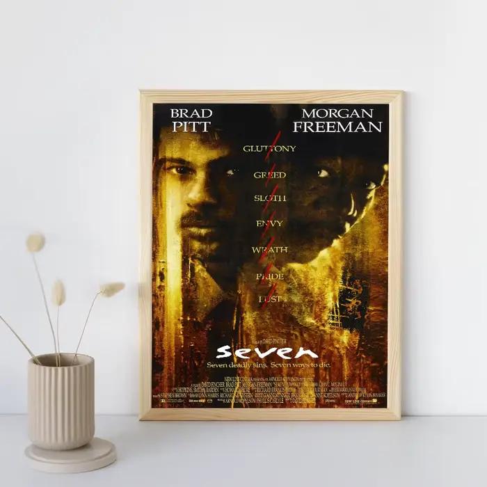 Affiches et images du film Se7en noir rétro, peinture sur toile, art mural, décoration de chambre à coucher, impression murale, Cuadros