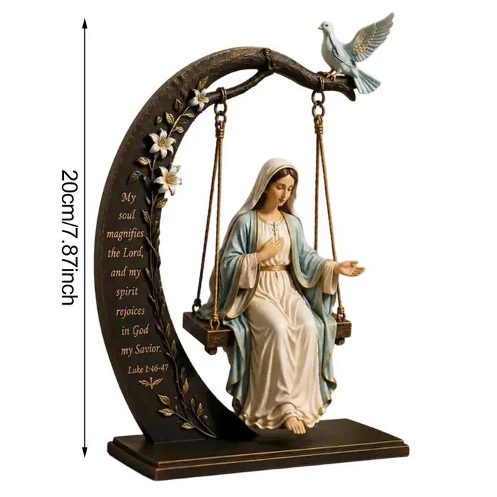 Statue en résine Jésus sur balançoire, figurine religieuse chrétienne, Jésus lisant la Bible, décoration de bureau et de maison chrétienne