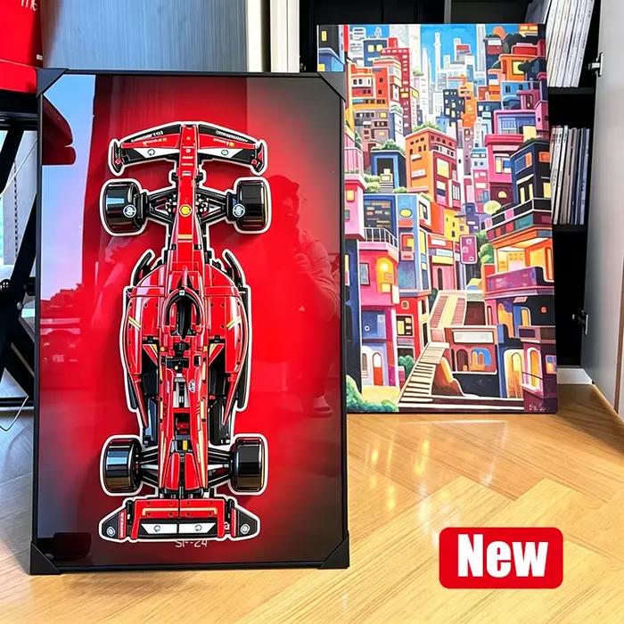 Cadre d'affichage mural haut de gamme compatible avec le kit de construction de voiture de course LEGO 42207 Ferrari SF‑24 F1