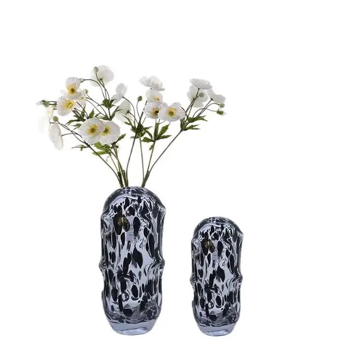 Vase en verre transparent coloré à points ondulés irréguliers, pour hydroponie, terrarium, pot de fleurs, accessoires de décoration de chambre