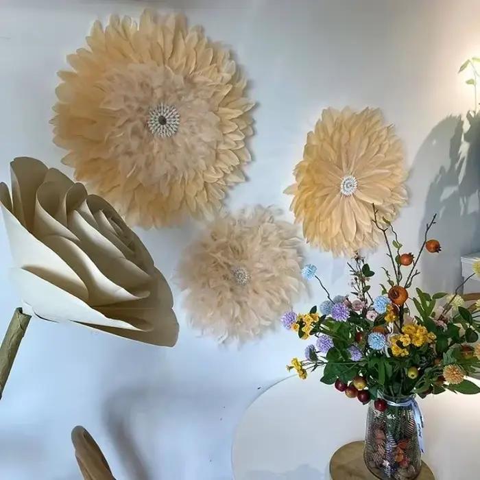 Décoration murale nordique luxueuse en plumes
