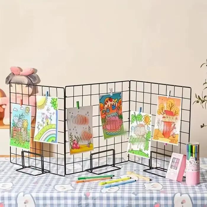 Présentoir à grille moderne en métal avec base support de rangement cadre de grille pour bijoux occasions spéciales