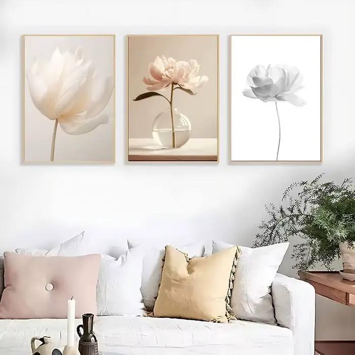 Affiche de fleurs de pivoine Beige nordique
