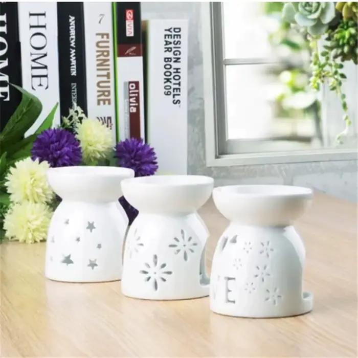 Brûleur d'huiles essentielles et diffuseur de parfum en céramique pour bougies chauffe-plat, lampe de nuit parfumée