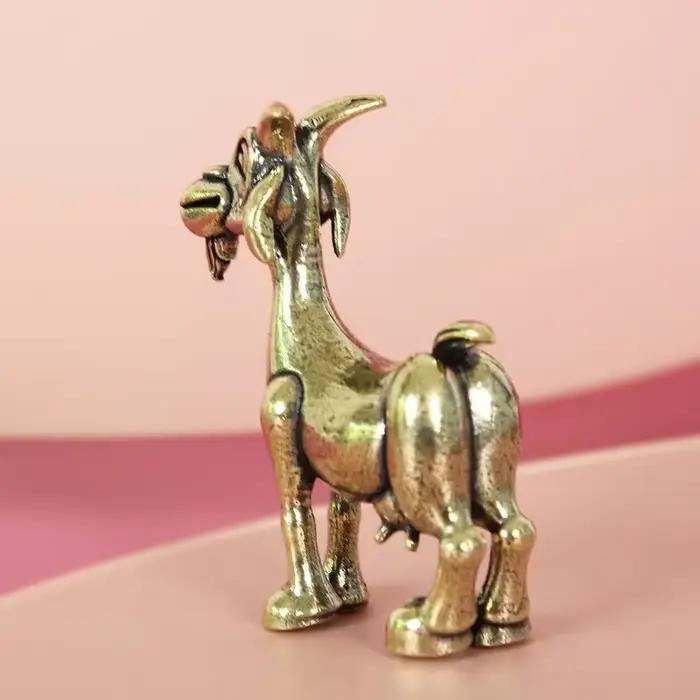 Statue de chèvre vintage en laiton – Sculpture animale rétro complexe pour la décoration de la maison et du bureau