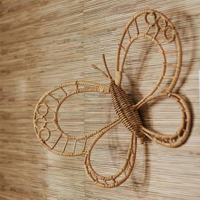 Ornements muraux papillon en rotin naturel nordique
