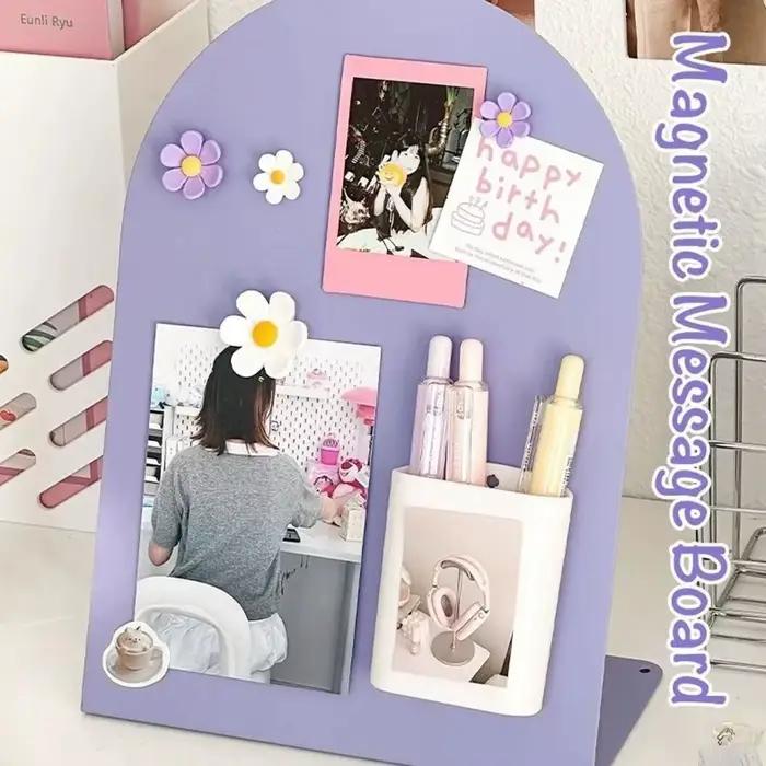 Tableau d'affichage de bureau en métal, plaques sur pied, ornement, panneau de messages de grande capacité, panneau de rangement décoratif
