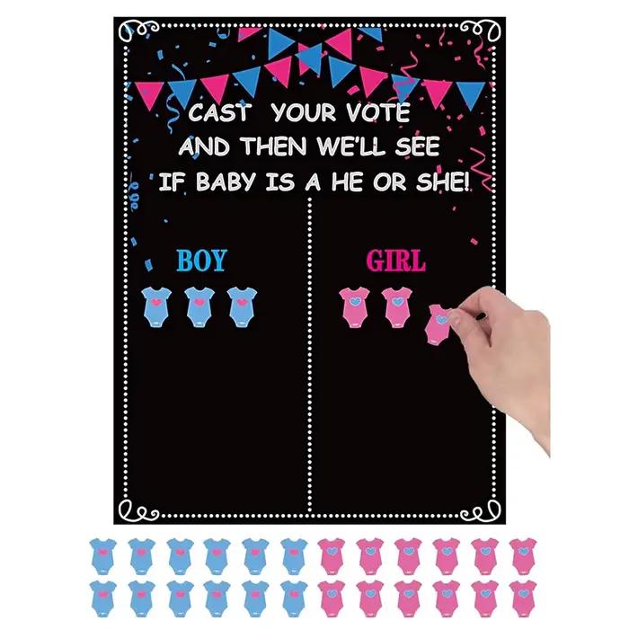 1 Ensemble de décorations et fournitures de fête pour révélation du sexe (garçon ou fille), jeux pour la vote, cadeaux pour la fête prénatale et la famille