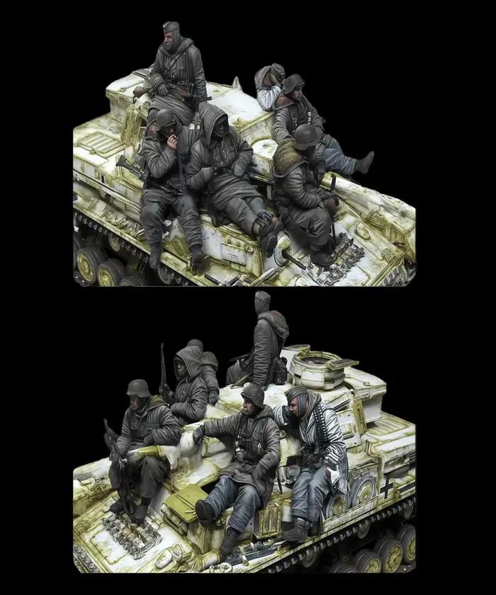 Modèle de groupe de chars, échelle 1/35, kit de modèle en résine moulée, modèle d'assemblage non peint (à l'exclusion des véhicules)