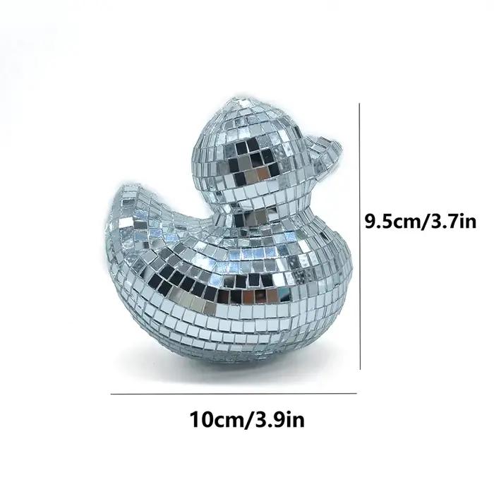Décoration de canard en verre miroir argenté ornement de bar à paillettes pour maison fête à thème disco party sculpture festive élégante