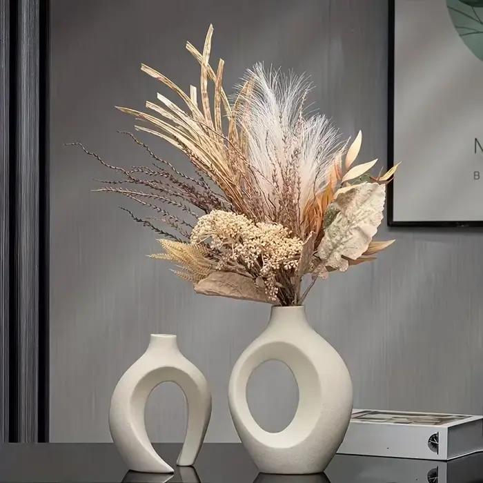 Ensemble de 2 vases modernes nordiques creux de qualité supérieure pour la décoration intérieure moderne