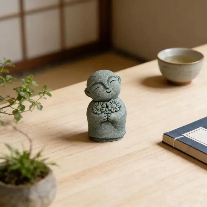 Figurine de petit moine en grès