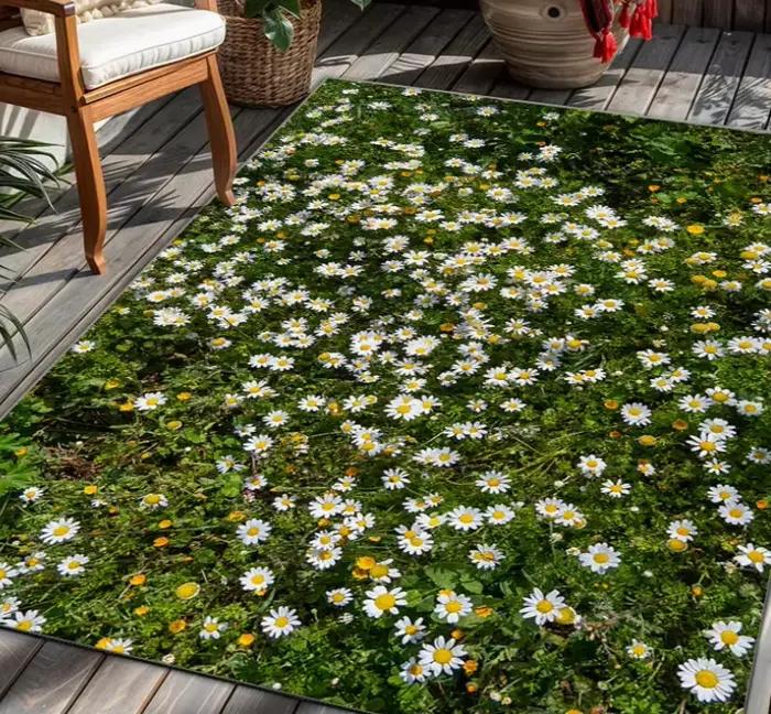 Tapis décoratif floral moderne en polyester avec peluche douce et support en polypropylène pour salon hôtel et extérieur occasions spéciales