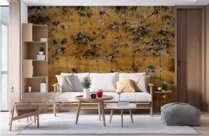 Papier peint personnalisé style rétro forêt de bambou en soie autocollant pour salon chambre à coucher cuisine chambre d'enfants maison de mariage chambre des aînés résistant à l'humidité isolation thermique respectueux de l'environnement