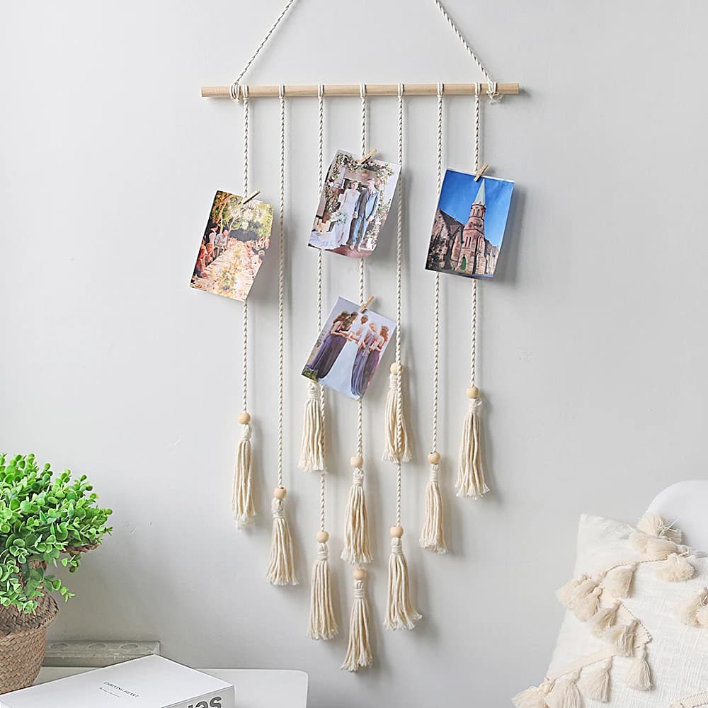 Décoration murale en macramé pour photos, style bohème, décoration de la maison, décoration de chamb