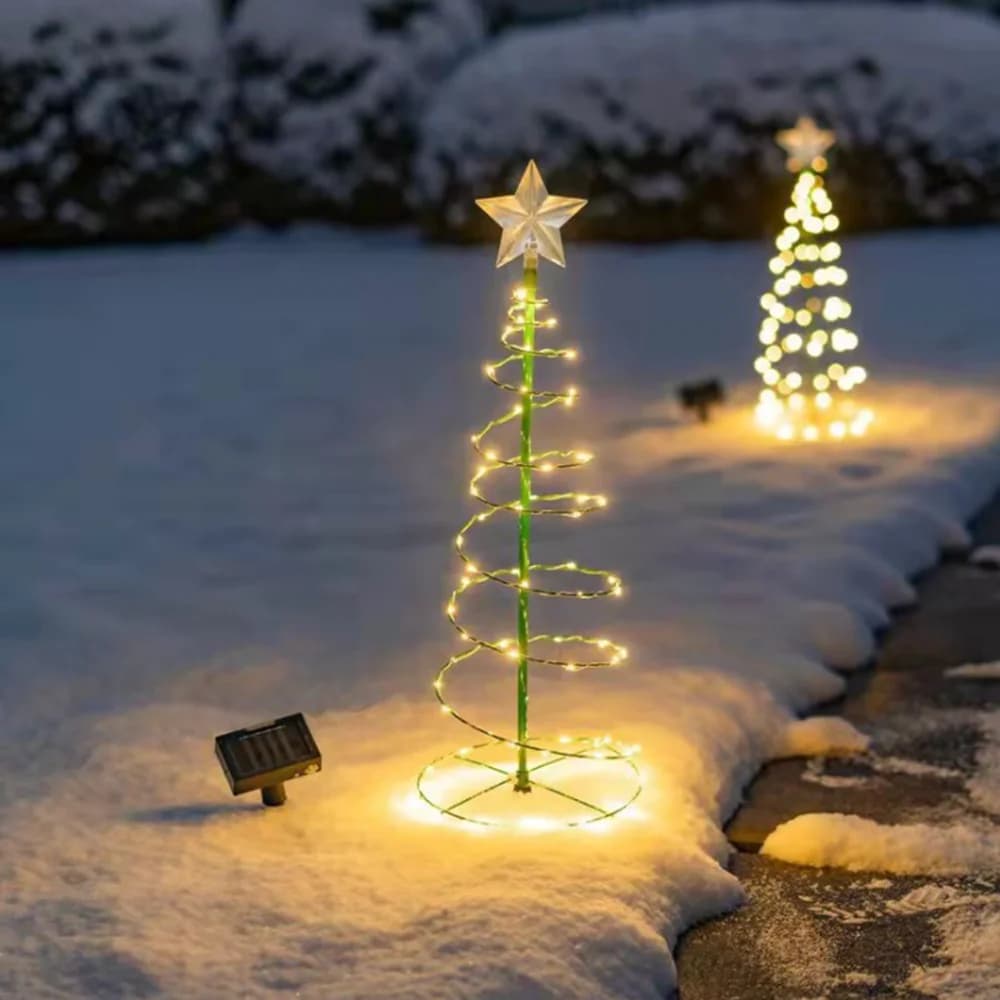 Lumières solaires d'arbre de noël, déguisement festif, aménagement de scène, jardin extérieur, coupe