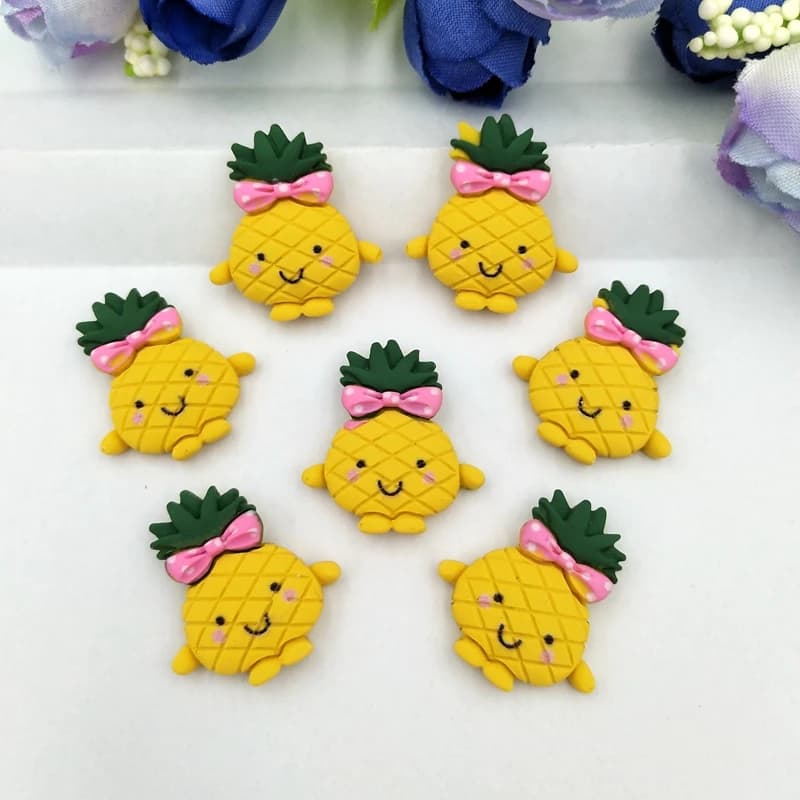 10 pièces belle résine ananas Miniature motif Applique bricolage décor à la maison Scrapbook artisan