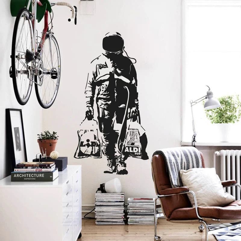 Autocollant mural BANKSY astronaute Art de la rue autocollant espace Graffiti urbain intérieur Desig