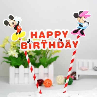 Bougies d'anniversaire Mickey Minnie Mouse à paillettes roses 0-9, décoration de gâteau de dessin an