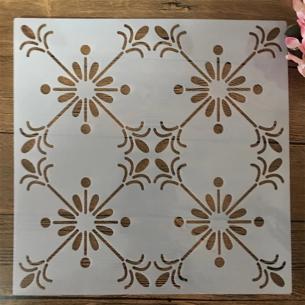 30*30 cm géométrie Mandala carré Floral bricolage superposition pochoirs peinture Scrapbook coloriag