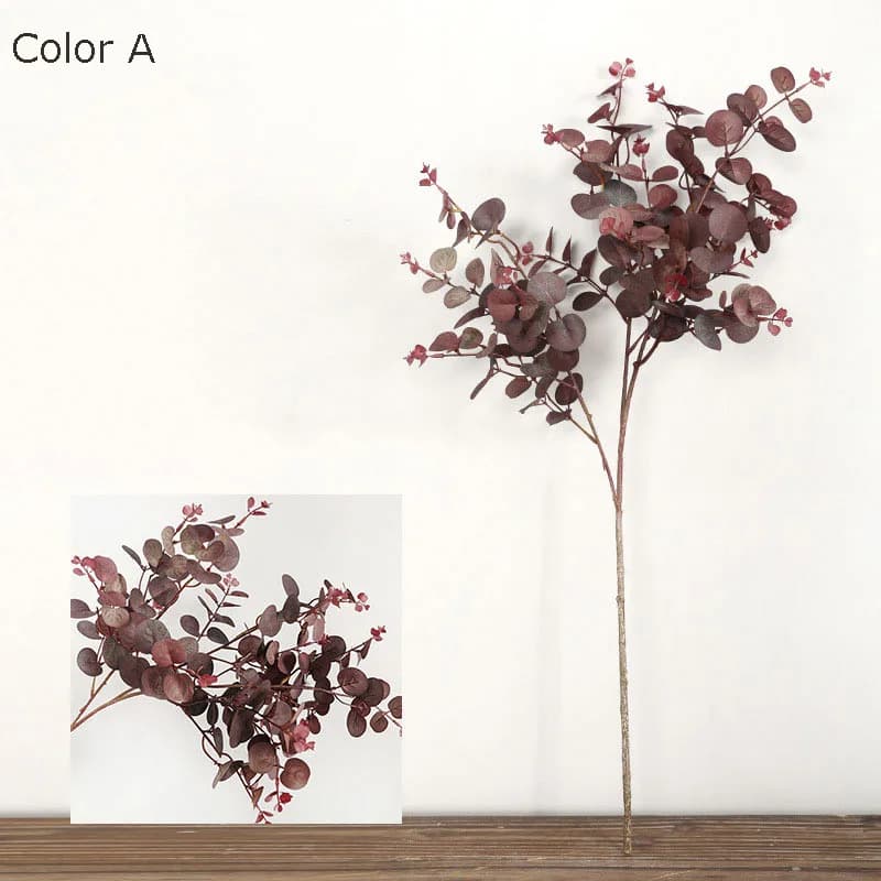 Feuille d'eucalyptus de style d'automne, simulation intérieure de plantes en soie, fausses fleurs, b