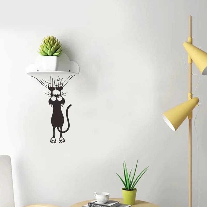 Autocollant mural de chat de dessin animé grimpant sur le mur, décoration intérieure pour chambres d
