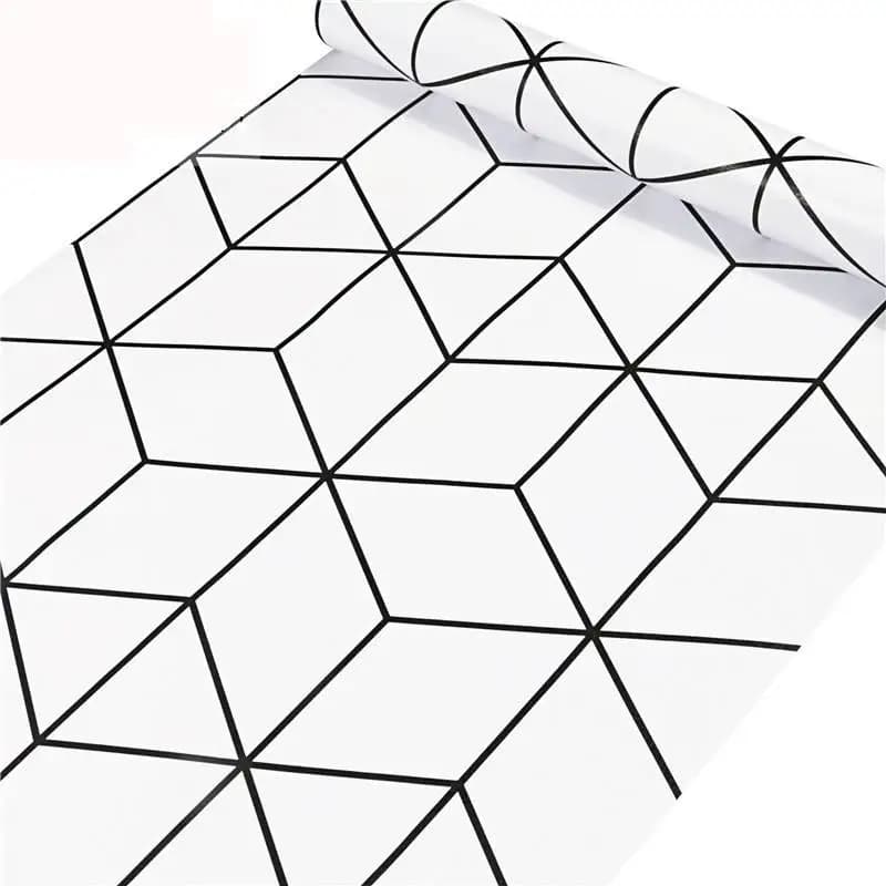 HaoHome-Papier Peint Auto-Adhésif Géométrique Noir et Blanc, Rouleau de Papier Peint Hexagonal MELLi