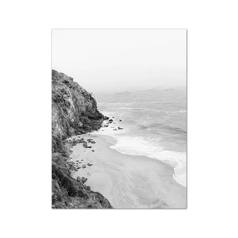Affiche de photographie de paysage de plage de palmier noir et blanc, peinture sur toile, imprimés d