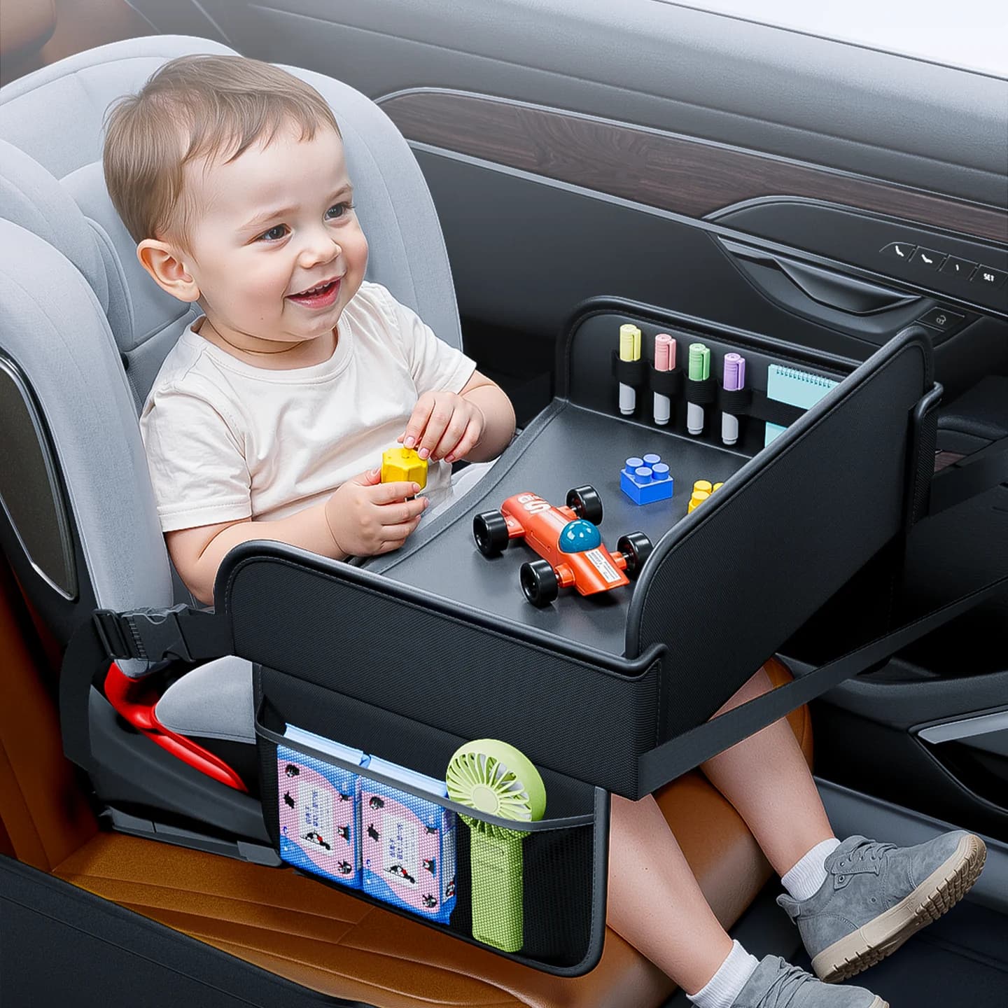 Table à dessin en cuir pour enfants, voiture, salle à manger, plateau de siège de sécurité universel
