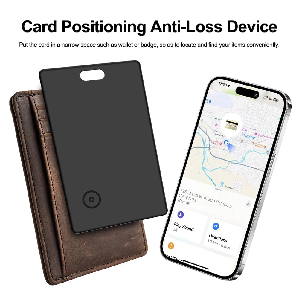 Traceur intelligent anti-perte ultra-fin compatible iOS pour localiser portefeuille, sac à main, clé