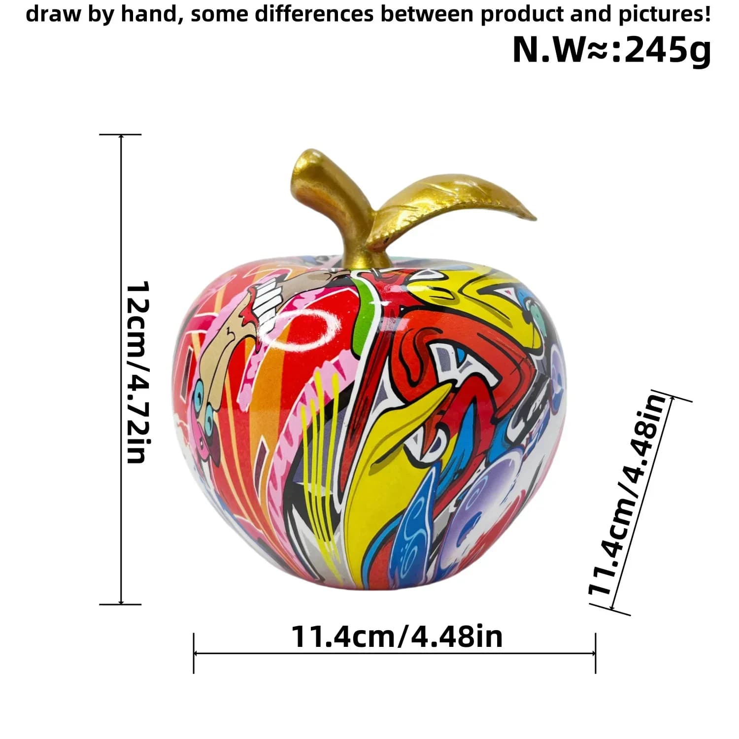 Ornement de pomme en résine, décoration d'étagère d'entrée pour la maison, affichage de bonne Fortun