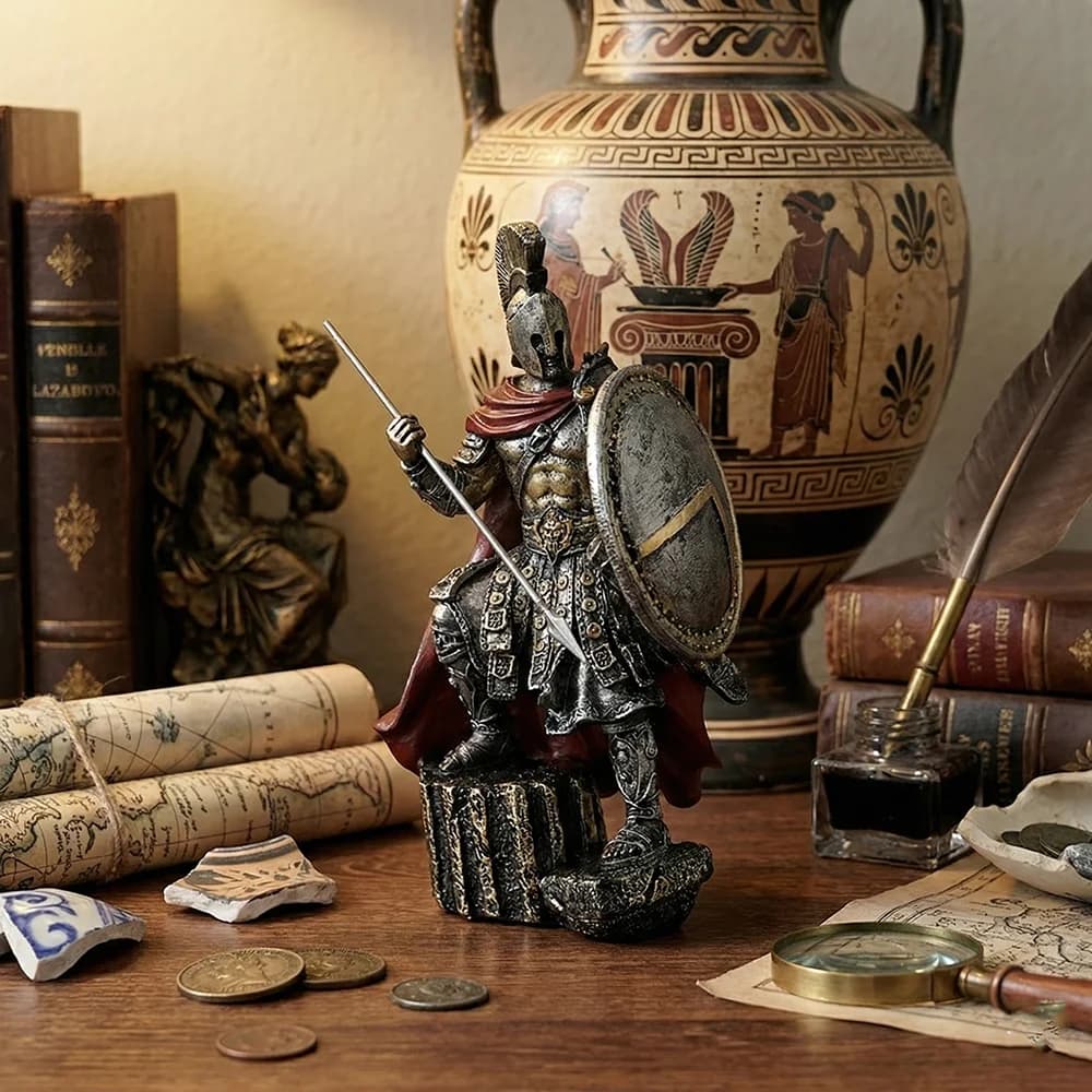 Figurine en résine de guerrier spartiate, statue de soldat grec avec épée, décoration de maison, orn