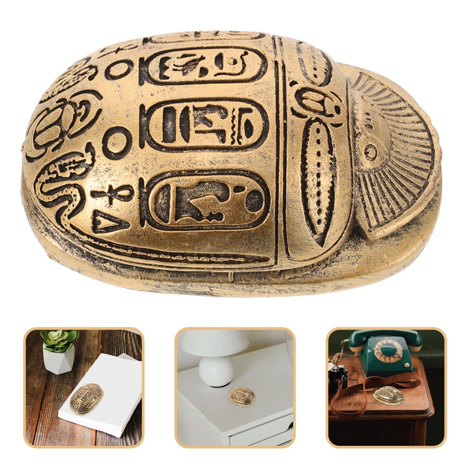 Pièce d'art en résine scarabée inspirée de l'egypte ancienne, symbole de décoration de maison de bon